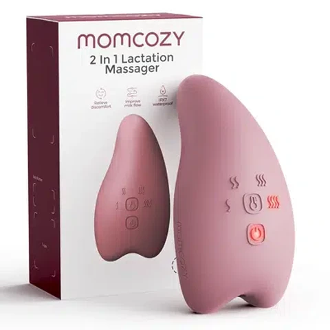 Momcozy Breast Massager - Soft, with Warm Compress & Vibration, Boosts Milk Flow, Relieves Clogged Ducts & Engorgement