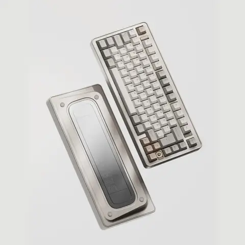 Ticktype EVO75 Custom Mechanische Tastatur (ISO-DE Layout) – Vollaluminium, Hot-Swappable, Leaf Spring Mount, VIA-kompatibel, Schnelldemontage, Creamy Rye Switches, 8000mAh, RGB - Anodized First Light
