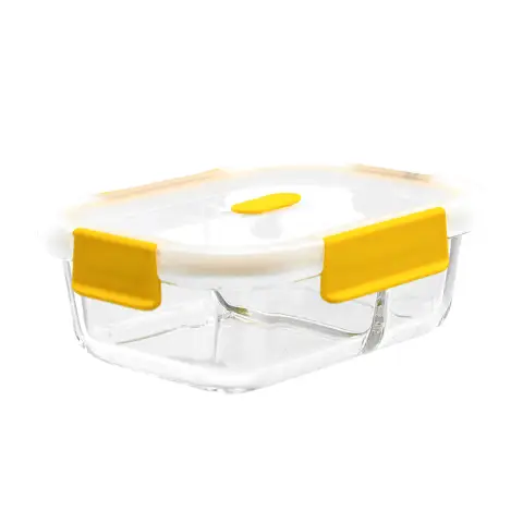 Citylife Glazen Crisper Hoge Temperatuurbestendige Lunchbox Bento Box Grote Capaciteit Verzegeld-Met Verdeelschot 640ML