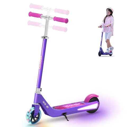 iScooter iK1S Kids Electric Scooter with Colorful Flashing Wheels purple