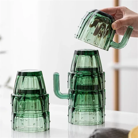 Huacan Cactus Glass Creative Water Cup for Home Use 240ml