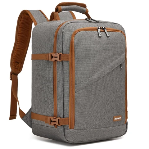 Kono Cabin Bag 40x20x25 for Ryanair Underseat Travel Carry-on Backpack Cabin Size 20L Grey/Brown