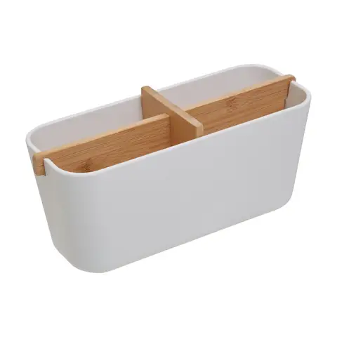 Maison by Premier 4 Compartment White Organizer, Eco-Friendly Desk Organizers, Sub-Grid Drawer Organizer, Cupboard Organizer