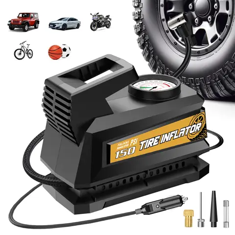 Carsun 12V Portable Air Compressor, 22-Cylinder – Small, Lightweight, Strong Power & Switchless Plug-and-Play