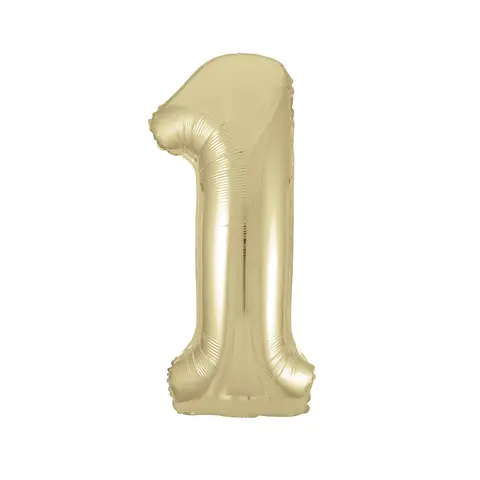 Unique Party Giant Number 1 Balloon, Gold, 86cm