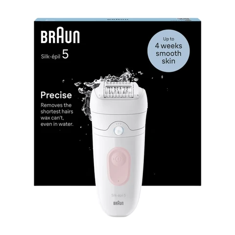 BRAUN Silk-épil 5 5-000 Wet & Dry Cordless Epilator for Easy Hair Removal, Lasting Smooth Skin, White/Flamingo,Top Gift Picks