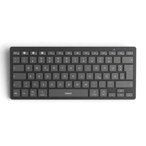 Inateck Bluetooth-Tastatur, Kabellose Tastatur mit 3 Bluetooth, Ultraschlank QWERTZ, Vergrößerte Tastenkappen, für iPad Pro/Air/Mini/10,9/10,2/9,7/Windows/Android/iOS, Ergonomisches Design, KB01003G