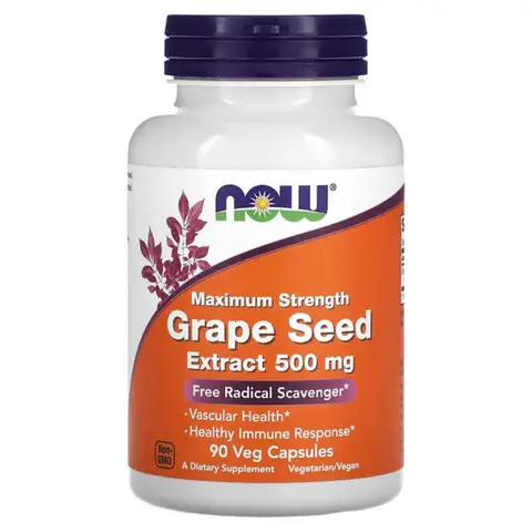 NOW Foods Grape Seed Extract Antioxidant 500mg Daily Wellness Support Capsules - 90 Vegan Capsules