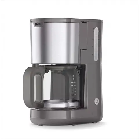 Braun PurShine KF1500GY Kaffeemaschine mit Glaskanne & OptiBrew-System, Anti-Tropf-Funktion, automatische Sicherheitsabschaltung, 10 Tassen Fassungsvermögen, 1000 W, grau