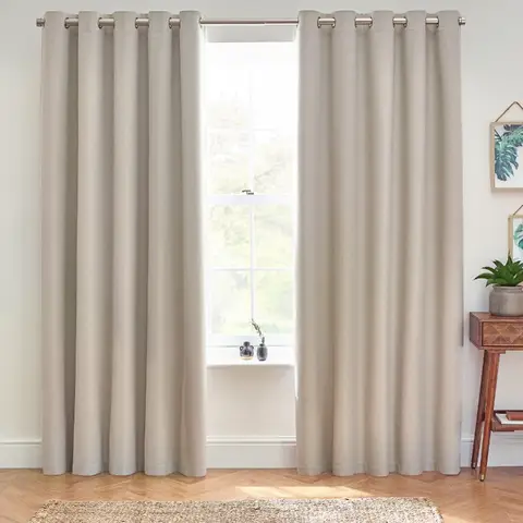 Furn Eyelet Curtains Dawn Blackout Linen W:168xL:183cm