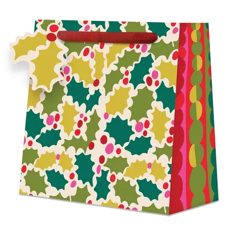Raspberry Blossom Holly and Cheer Large Gift Bag