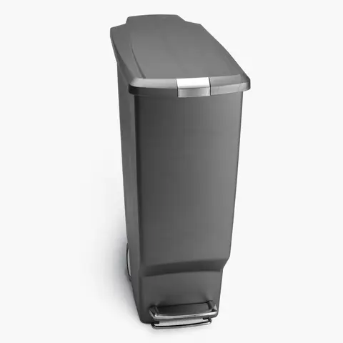 Simplehuman 40L Plastic Slim Pedal Bin, Grey