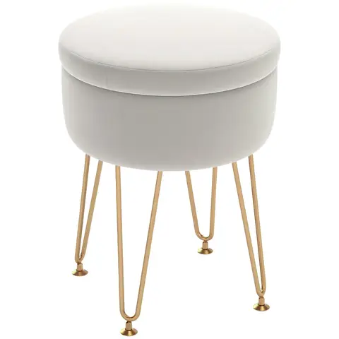 Homcom Ottoman Storage Opulent Cream/Gold