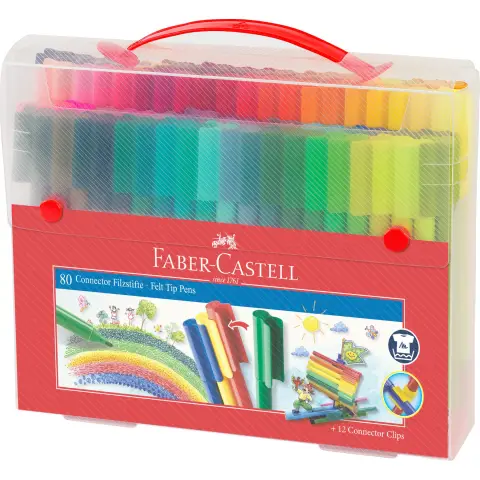 Faber-Castell Connector Felt-Tip Pen Set Carrying Case, 92 piece