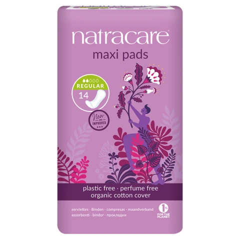 Natracare 14 Organic Cotton Cover Maxi Pads Regular