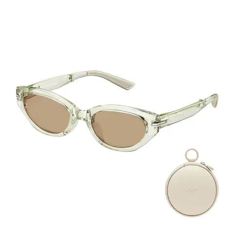 Beneunder FD315-CN204, Cat-Eye Foldable Sunglasses, Translucent Tea Frame, Light Brown Lenses