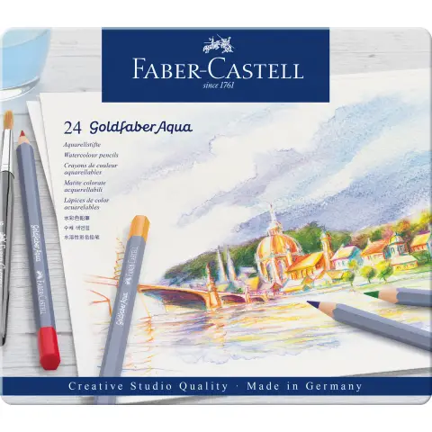 Faber-Castell Creative Studio Goldfaber Aqua Watercolour Pencil, Tin of 24 Pencils