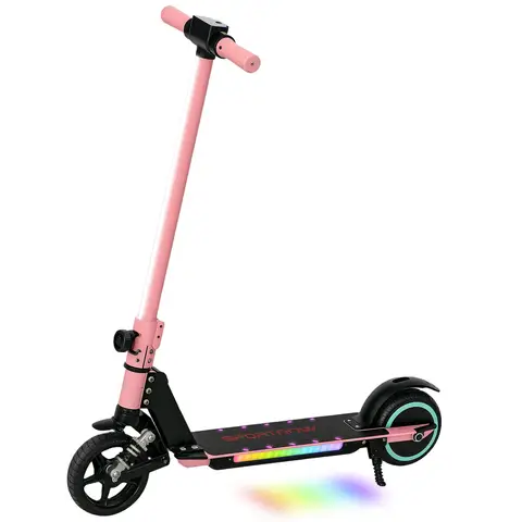 SPORTNOW Electric Scooter for Kids, Foldable Scooter for Age 6-14 with Dual Brakes, Up to 14 KM/H, Maximum Range 6 KM Pink