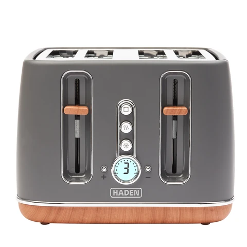 Haden Dorchester 4 Slice Toaster, Digital Browning Control, Grey Coated Stainless Steel - 201317