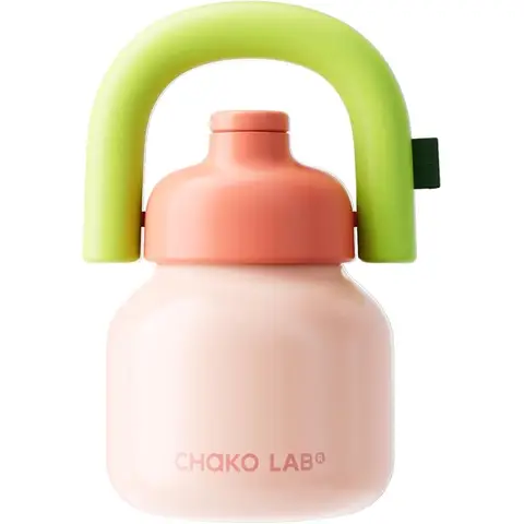 CHAKO LAB Wasserflasche mit Strohhalm und Tragegriff | Weithals vakuumisolierte Edelstahlflaschen | Wiederverwendbar, auslaufsicher und BPA-frei | 1L (Pink&Grün)