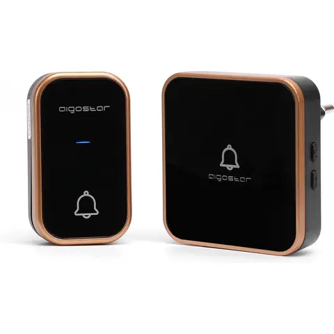 Aigostar zelfaangedreven AC draadloze deurbel - IP44 zwart+goud