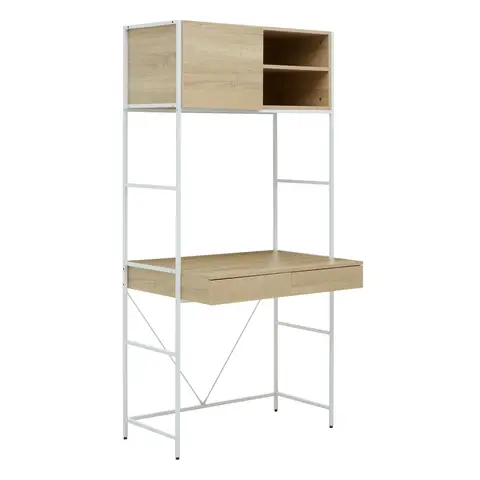 Interiors by Premier Desk & Shelving Unit Bradury Oak/White