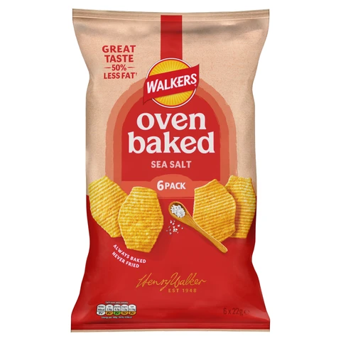 Walkers Oven Baked Sea Salt Crisps 6 x 22g