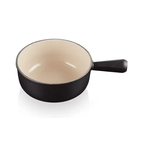 Le Creuset Caquelon aus Gusseisen - 22cm - 2.6L - Geeignet für alle Herdarten - Schwarz