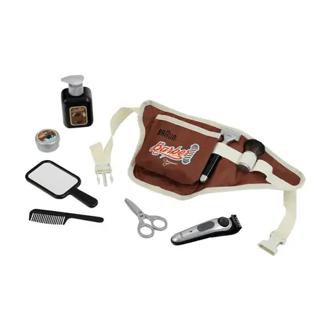 Theo Klein 5838 Braun Barber Set | Waist Bag with Many Barber Shop Utensils | Electric Play Beard Trimmer | Toy for Children from 3 Years