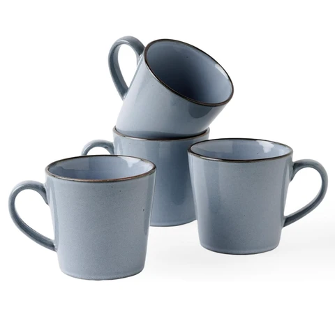 Richmount 4-teiliges Set kleiner vertikaler Tassen mit reaktiver Glasur - Blau