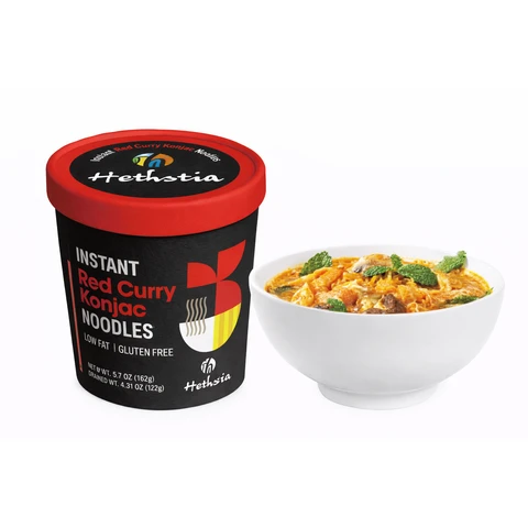 Hethstia Instant-Konjak-Nudel, Rote Curry-Suppe im Becher, 162 g