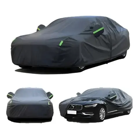 190T Silver-Coated Fabric Car Cover – Waterproof, Sunproof & Dustproof Outdoor Protection with Reflective Strips, Universal Fit 5.4m x 1.75m x 1.2m for Most Cars