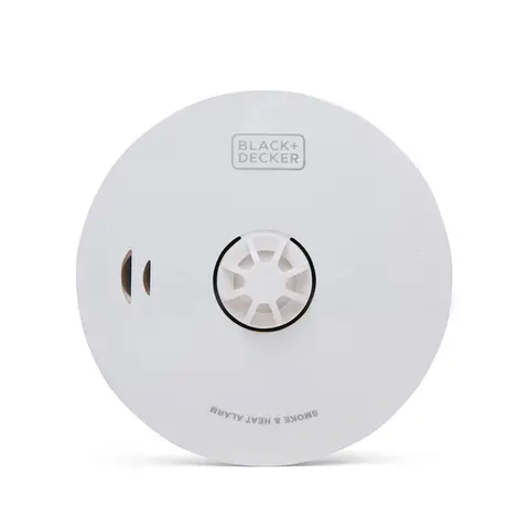 BLACK + DECKER SMOKE + HEAT ALARM 10 YEAR SEALED BATTERY, Optical + Heat Mult  Sensor for Home with Test + Silence Button, Smoke Heat Detector,  White