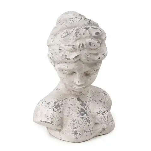 Candlelight Sculpture Female Bust Washed Grey H:23.5cm