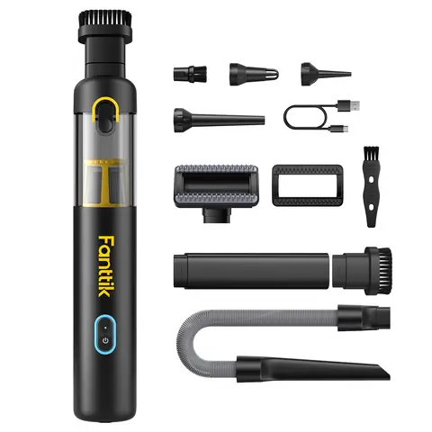 Fanttik Slim V8 APEX Car Vacuum, 4-in-1 Portable Mini Cordless Vacuum with 19000pa Suction Power, Type-C Charge, 2 Suction Modes, Handheld Vacuum for Small Jobs, Car, Office Desk, Keyboards (Black)
