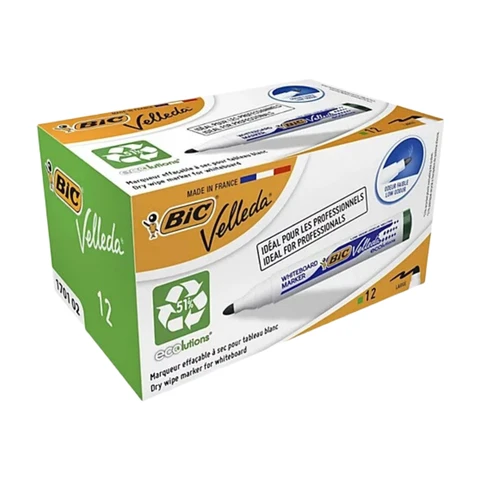 Bic Ecolutions Velleda 1701 Whiteboard Marker Green, Pack of 12