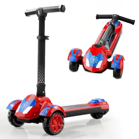 Neuleb Vedes 3-Rad-Scooter für Kinder von 3–10 Jahren, kinderfreundlicher Kinderscooter mit Lenkbarkeit durch Neigen, leuchtenden, blinkenden Rädern, stabiler, rutschfester Trittfläche und verstellbarem Lenker mit 3 Höhenstufen, Outdoor-Sport-Spielzeug für Jungen und Mädchen