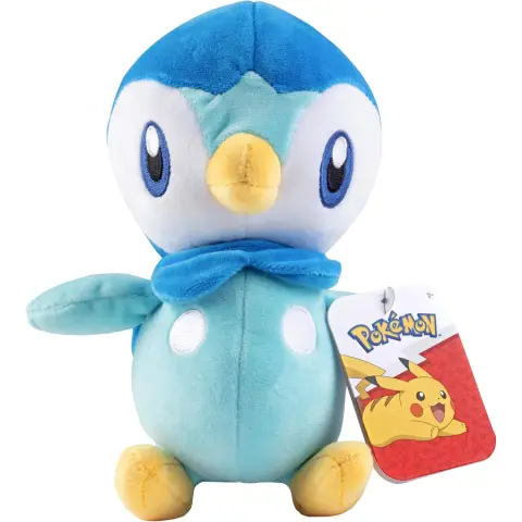 Pokémon 20 cm Piplup knuffel - officieel gelicenseerd - Diamond and Pearl starterfiguur - authentieke zachte pinguïnknuffel - cadeau voor kinderen, jongens en meisjes - 2+