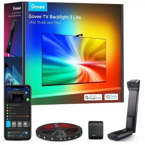 Govee H6099 TV-Hintergrundbeleuchtung 3 Lite | LED-Hintergrundbeleuchtung | für Fernseher 75-85 Zoll, RGBICW, Wi-Fi+Bluetooth