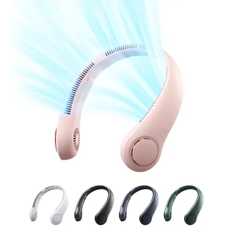 JISULIFE Portable Neck Fan Life 3, Hands Free Bladeless Fan, 5 Speeds, 4000mAh Rechargeable, Wearable Personal Fan, Twistable, Pink