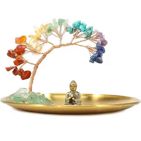 JU7CER 1PC Life Tree Buddha Crystal Tree - Money-Attracting Energy Balance Chakra Decor for Good Luck Wealth, Home Office Room Decoration