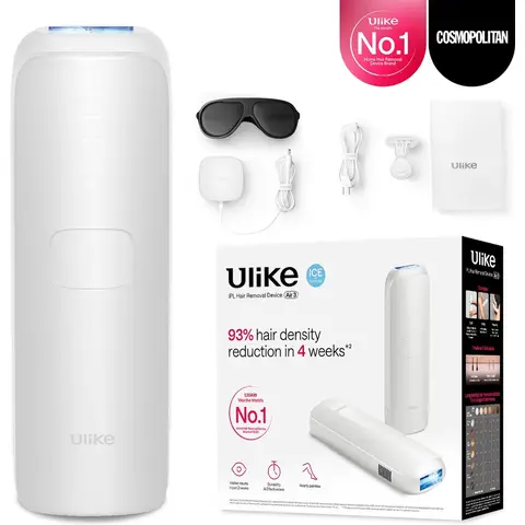 Ulike Air 3 IPL Ontharingsapparaat voor gezicht en lichaam thuis, Alternatief voor laserontharing, met saffier-ijskoude systeem voor pijnloze langdurige resultaten, Wit