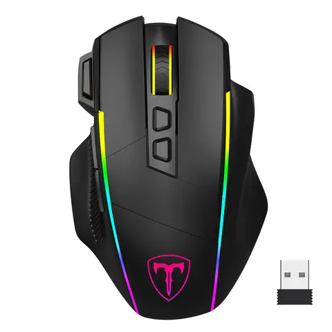 ET Souris gaming sans fil triple mode 2,4 G/USB-C/Bluetooth - Noir