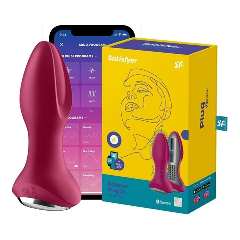 Satisfyer Rotator Plug 2 Connect-App Bluetooth-Vibrator, Vibration & rotierende Perlen, Sexspielzeug für Männer & Frauen, wasserdicht (IPX7), Po-Plug Dildo-Stimulation, 12,5 cm, pink