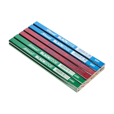 Blackedge Carpenters Pencils Assorted 12 Pack (Includes Hard, Medium & Soft Graded Pencils)