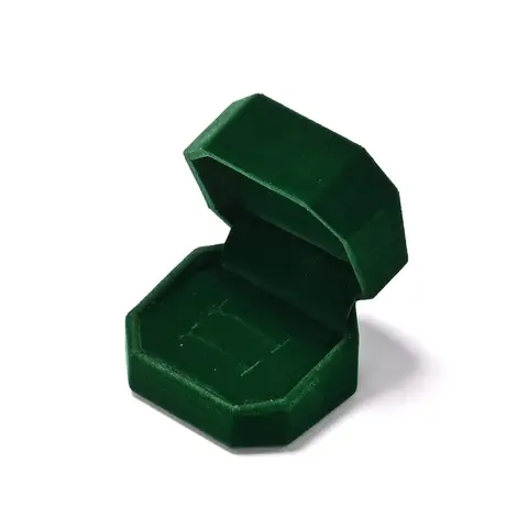 Oirlv Octagonal Velvet  Ring Box for Proposal Engagement 2-slot Jewelry Ring Gift Box Size 6*5.5*3.9cm