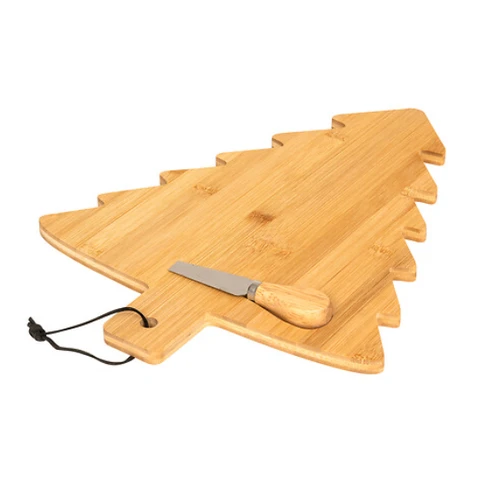 2-piece cheese tray set with bamboo Christmas tree-shaped tray