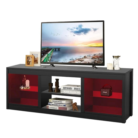 Parrot Uncle 58-Zoll-TV-Ständer für Fernseher bis zu 65 Zoll, Medien-Entertainment-Center, Schwarz