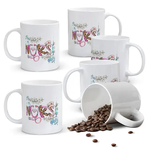 Alphynix 1pc 11oz White Mug with Creative "NURSE #life" Design Featuring Stethoscope & Band-Aids, Perfect Nurse's Day Gift