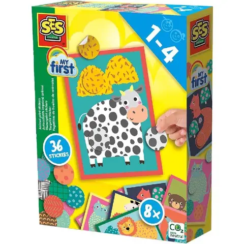 SES Mijn Eerste Dierenprint Stickerset - 8 Dierenkaarten, Kindvriendelijk